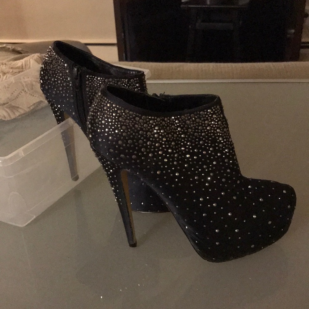 Silver studded platform boots/heels